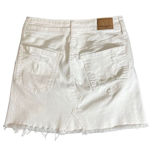 American Eagle high rise festival mini skirt White Distressed Denim Size 00 - Picture 3 of 13